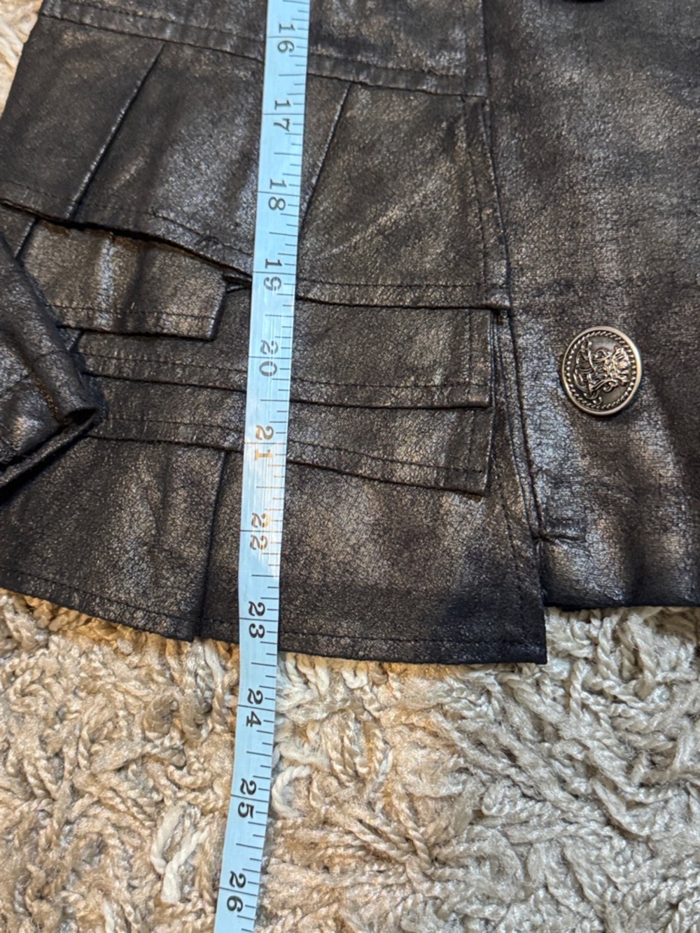 Tibi K Metallic Faux Leather Peplum Military Jacket Runs Small size Large - Picture 12 of 14